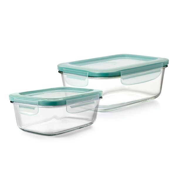 8 Cup Smart Seal Glass Rectangle Container & 3.5 Cup Smart Seal Glass Rectangle Container Bundle E9