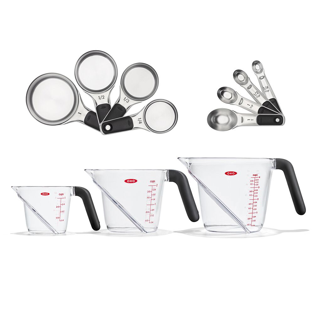 3 Piece Angled Measuring Cup Set & Stainless Steel Measuring Cups and Spoons Set Bundle R1
