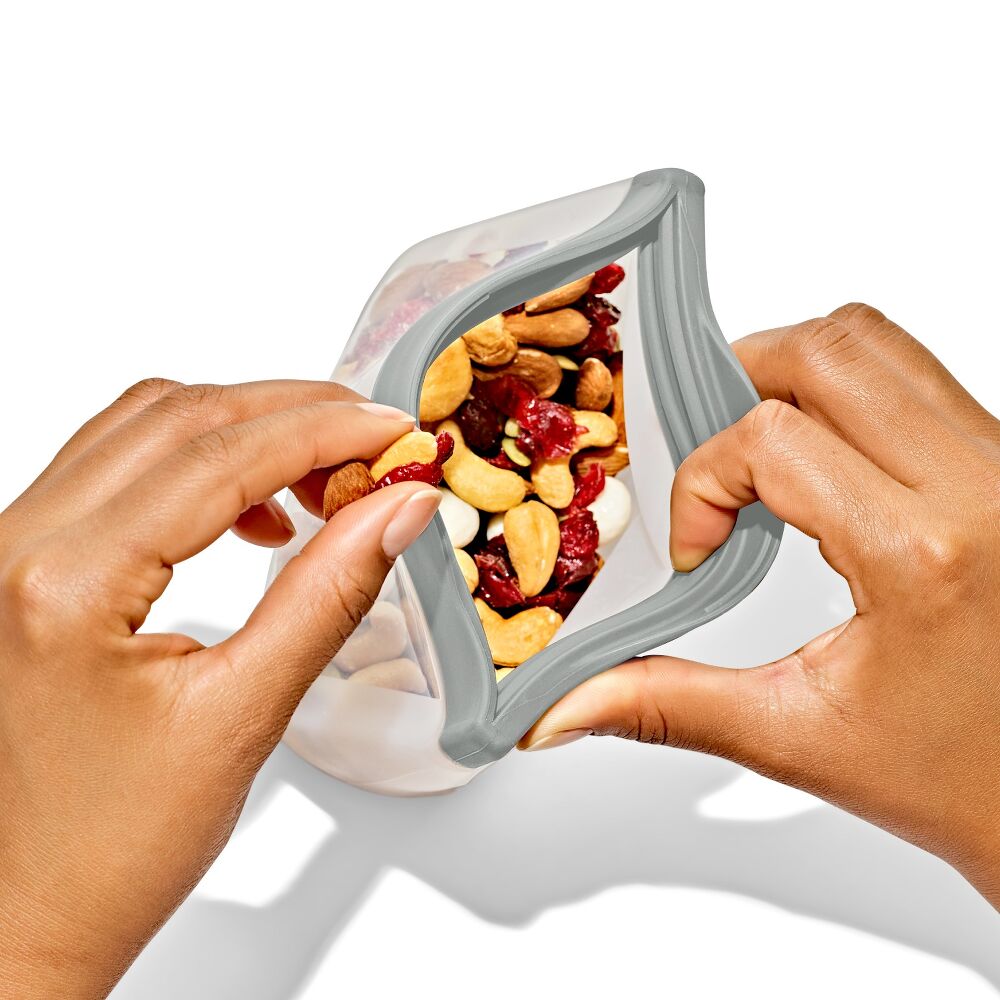 Silicone Reusable Bag Stand-Up Snack (12 oz) - Fog O7