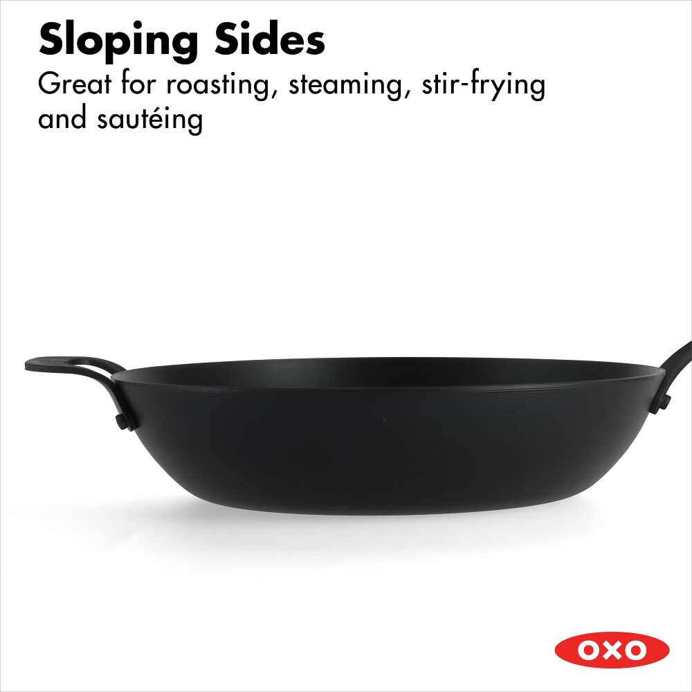 Carbon Steel Obsidian Series 12-Inch Wok with Silicone Sleeve L8