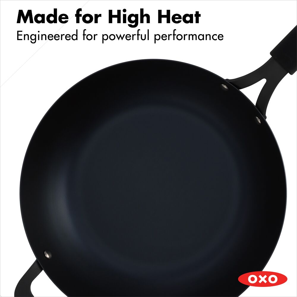 Carbon Steel Obsidian Series 12-Inch Wok with Silicone Sleeve L8