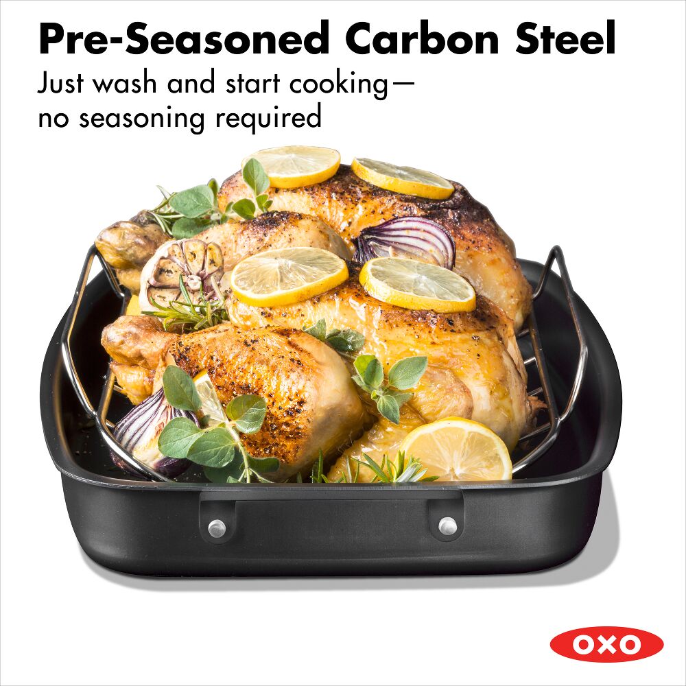 Carbon Steel Obsidian Series Roaster with Rack J5