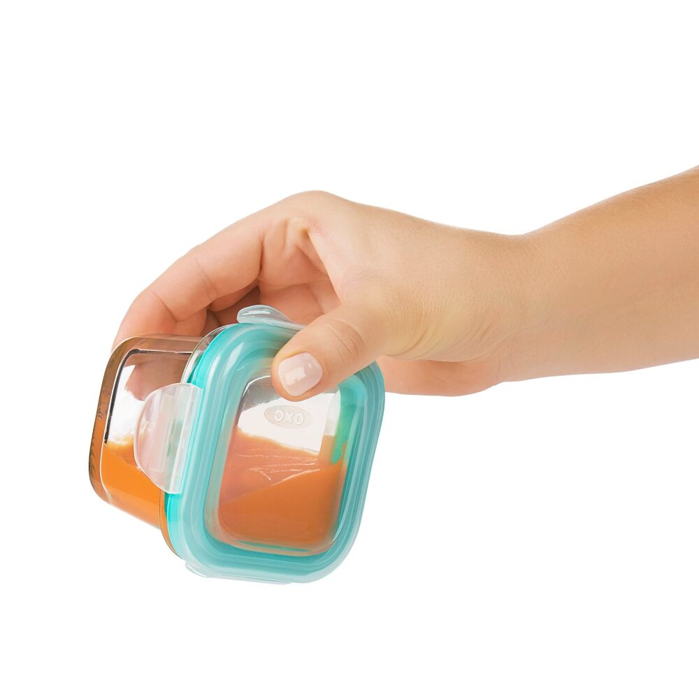 Baby Blocks Glass Food Storage Containers 4 Oz - Tot Teal S2