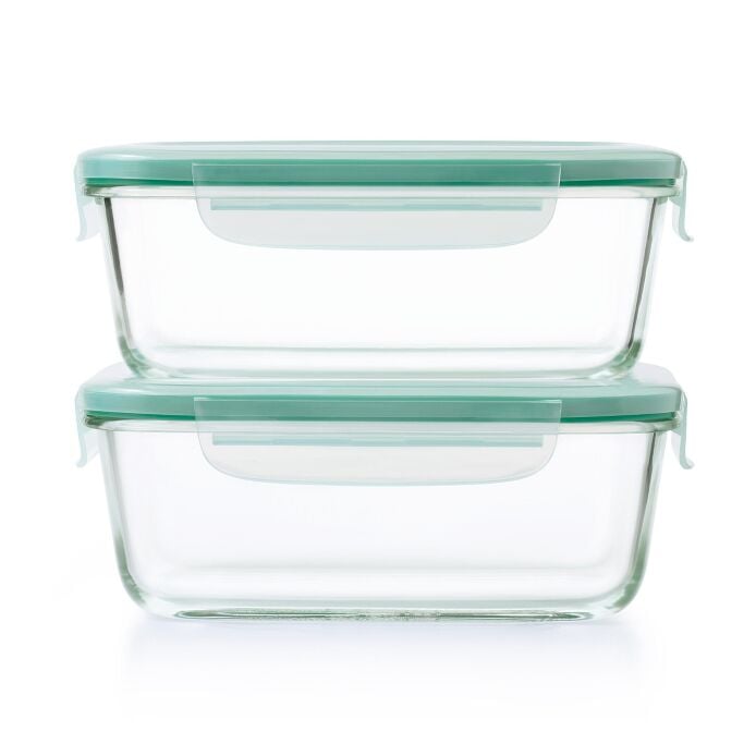 Smart Seal 8 Cup Glass Rectangle Container - Teal Z1