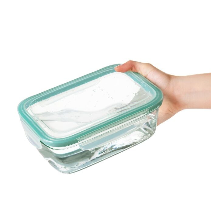 Smart Seal 8 Cup Glass Rectangle Container - Teal Z1