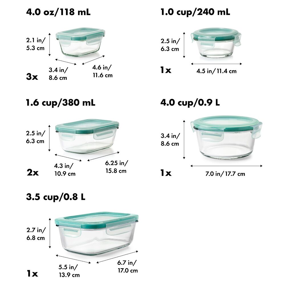 16 Piece Glass Smart Seal Everyday Container Set Y1