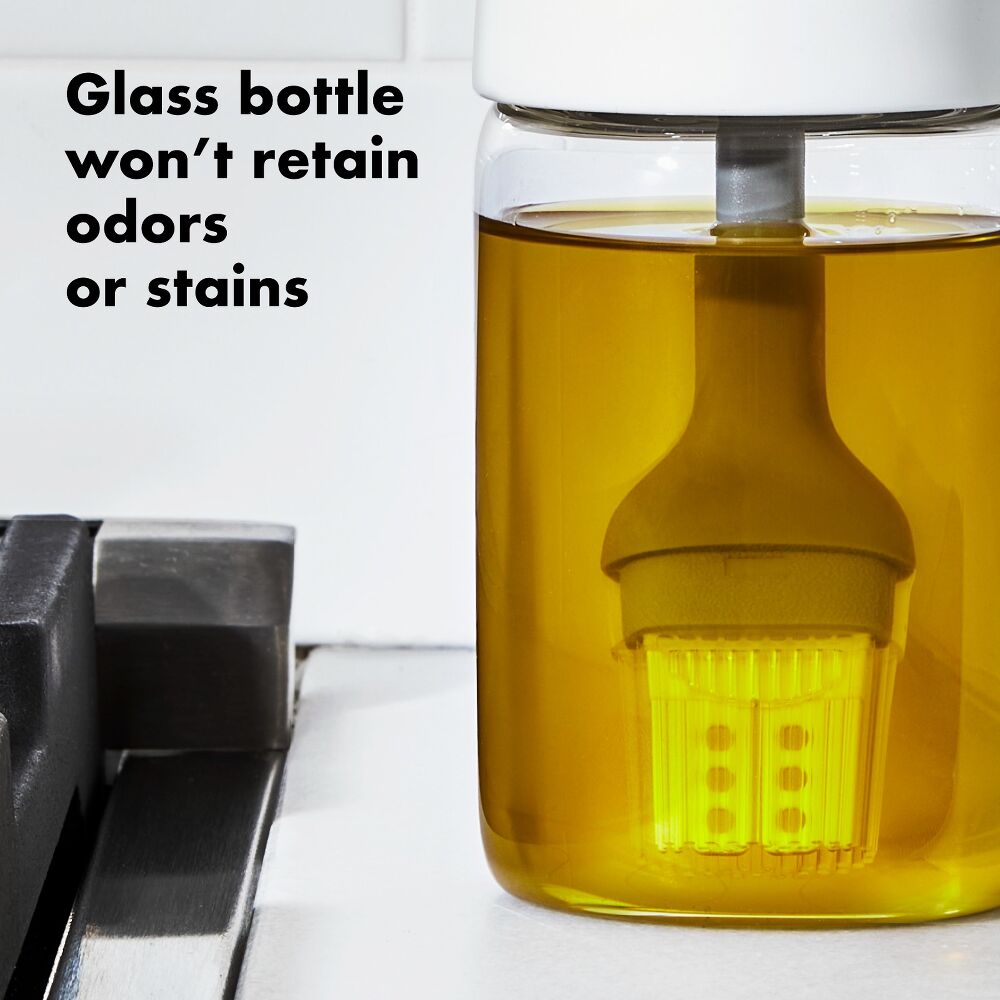 Glass Oil Bottle and Silicone Brush Set J2
