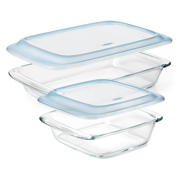 Glass Baking Dish with Lid (2.0 Qt) and Glass Baking Dish with Lid (3.0 Qt) Bundle Q5