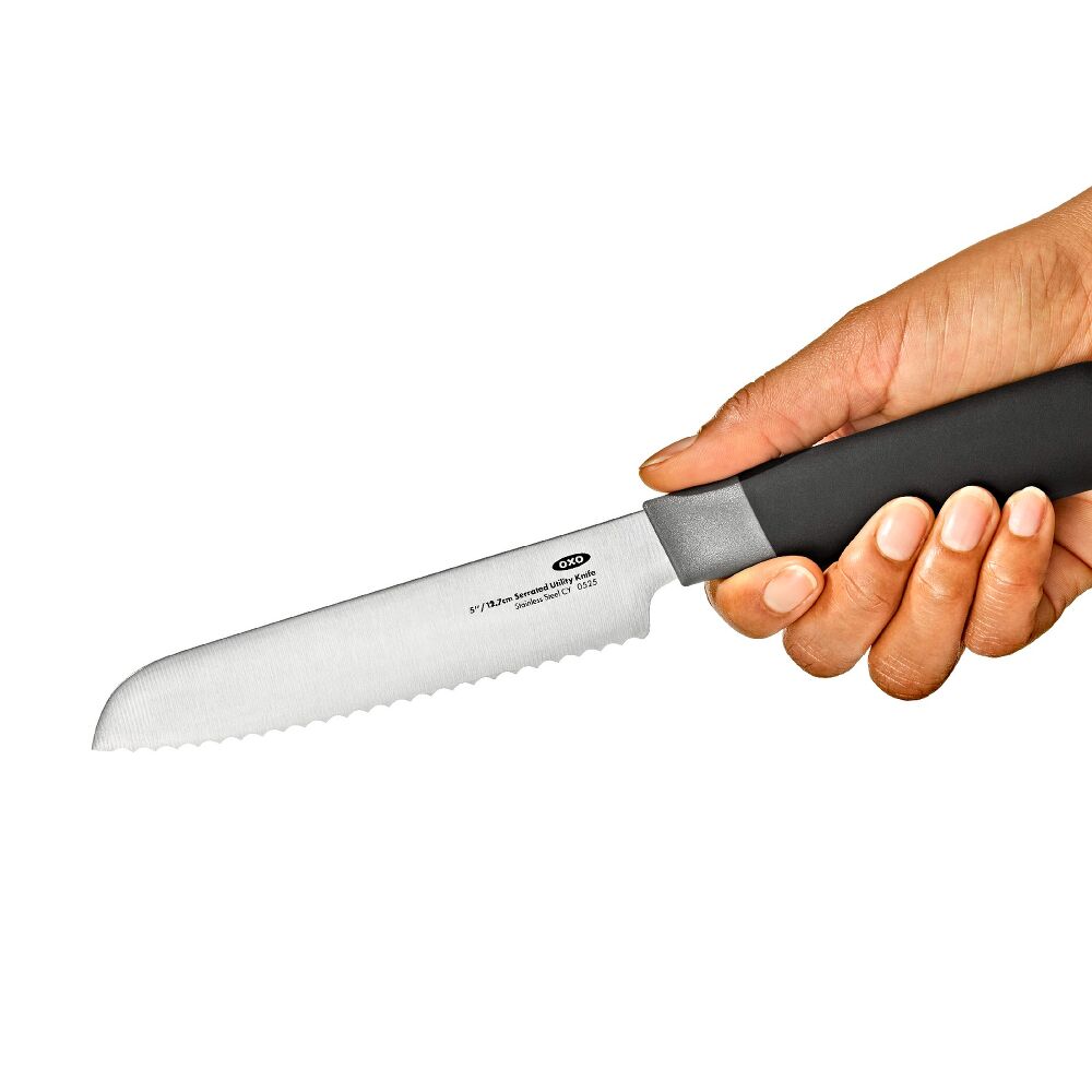 5 in Serrated Utility Knife with Locking Sheath Q6