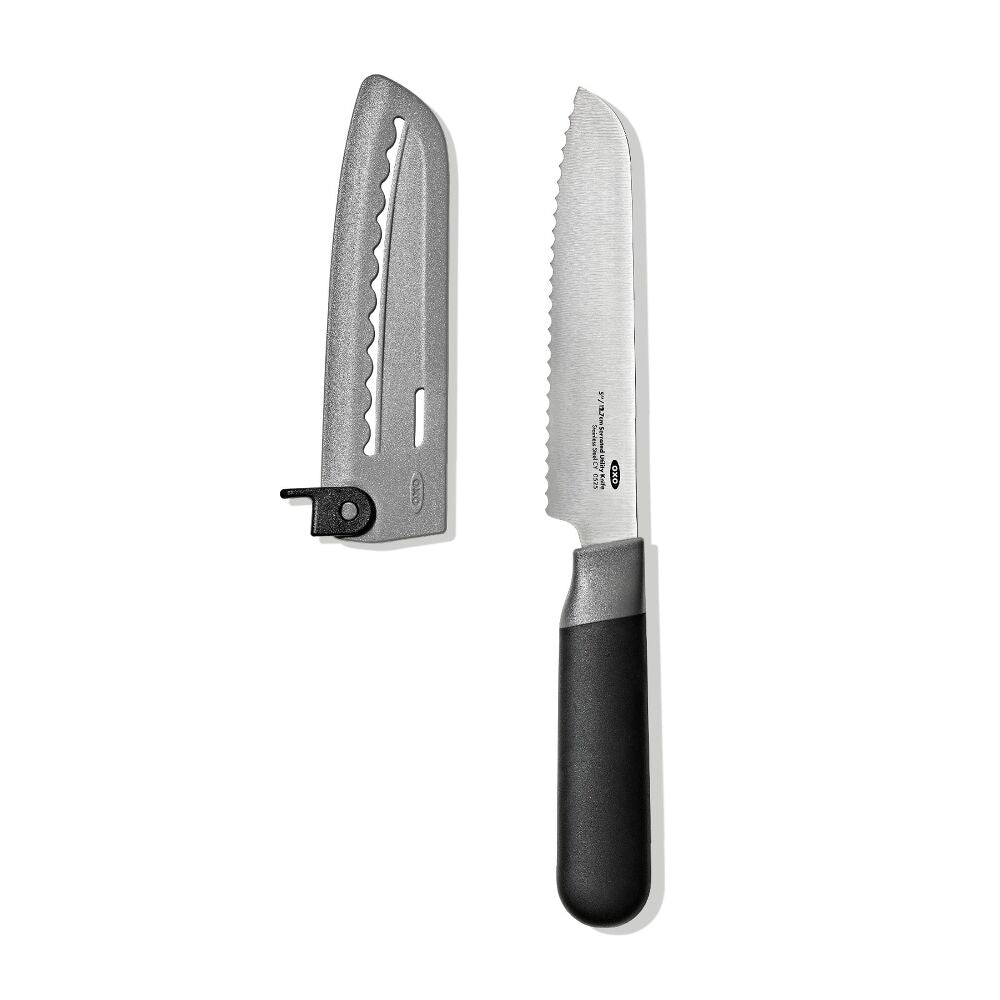 5 in Serrated Utility Knife with Locking Sheath Q6