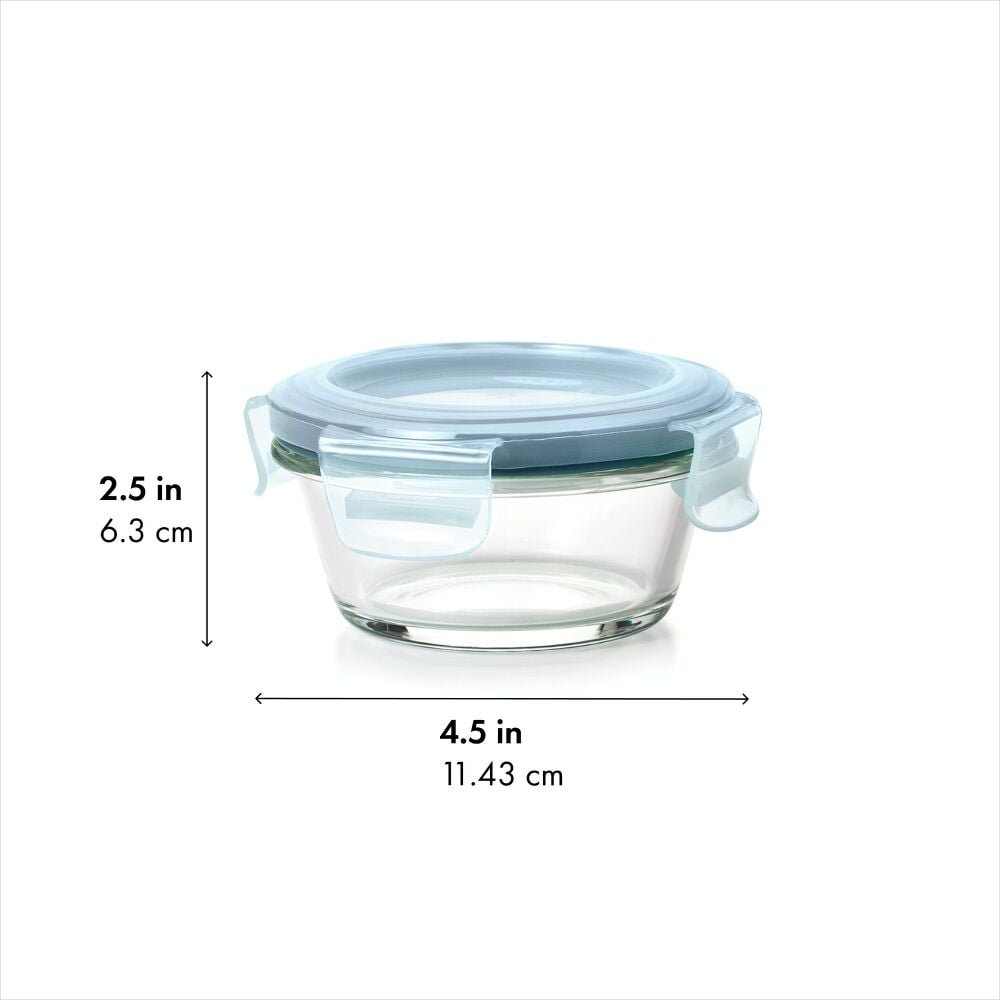 Smart Seal 1-Cup Glass Round Container - Arctic Blue U1