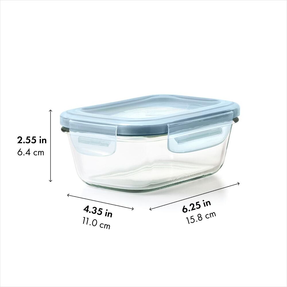Smart Seal 1.6-Cup Glass Rectangle Container - Arctic Blue D7
