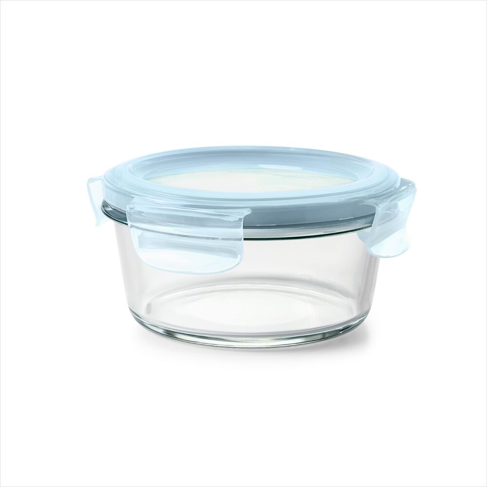 Smart Seal 2-Cup Glass Round Container - Arctic Blue Q4