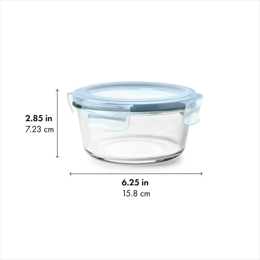 Smart Seal 2-Cup Glass Round Container - Arctic Blue Q4