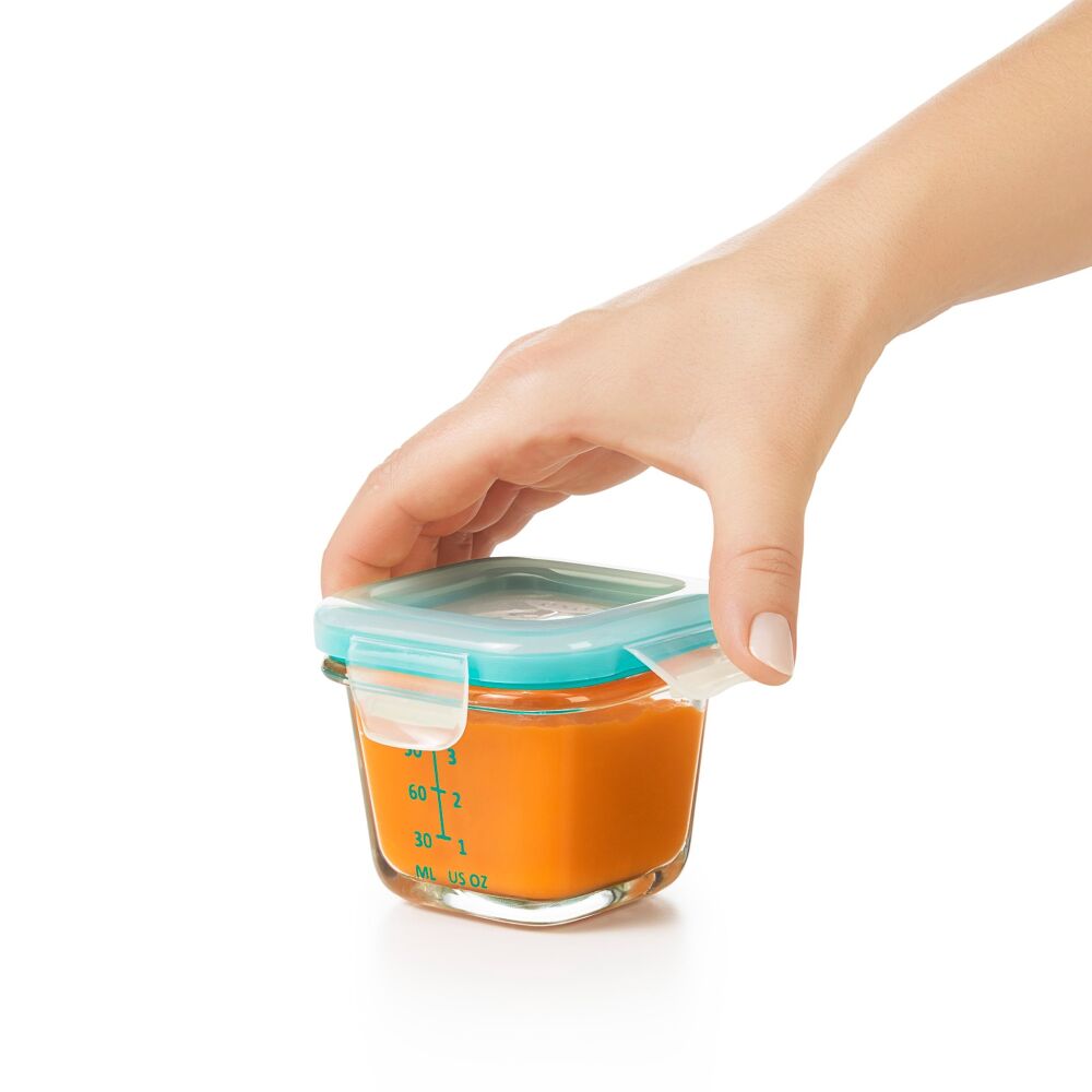 Baby Blocks Glass Food Storage Containers 4 Oz - Tot Teal S2