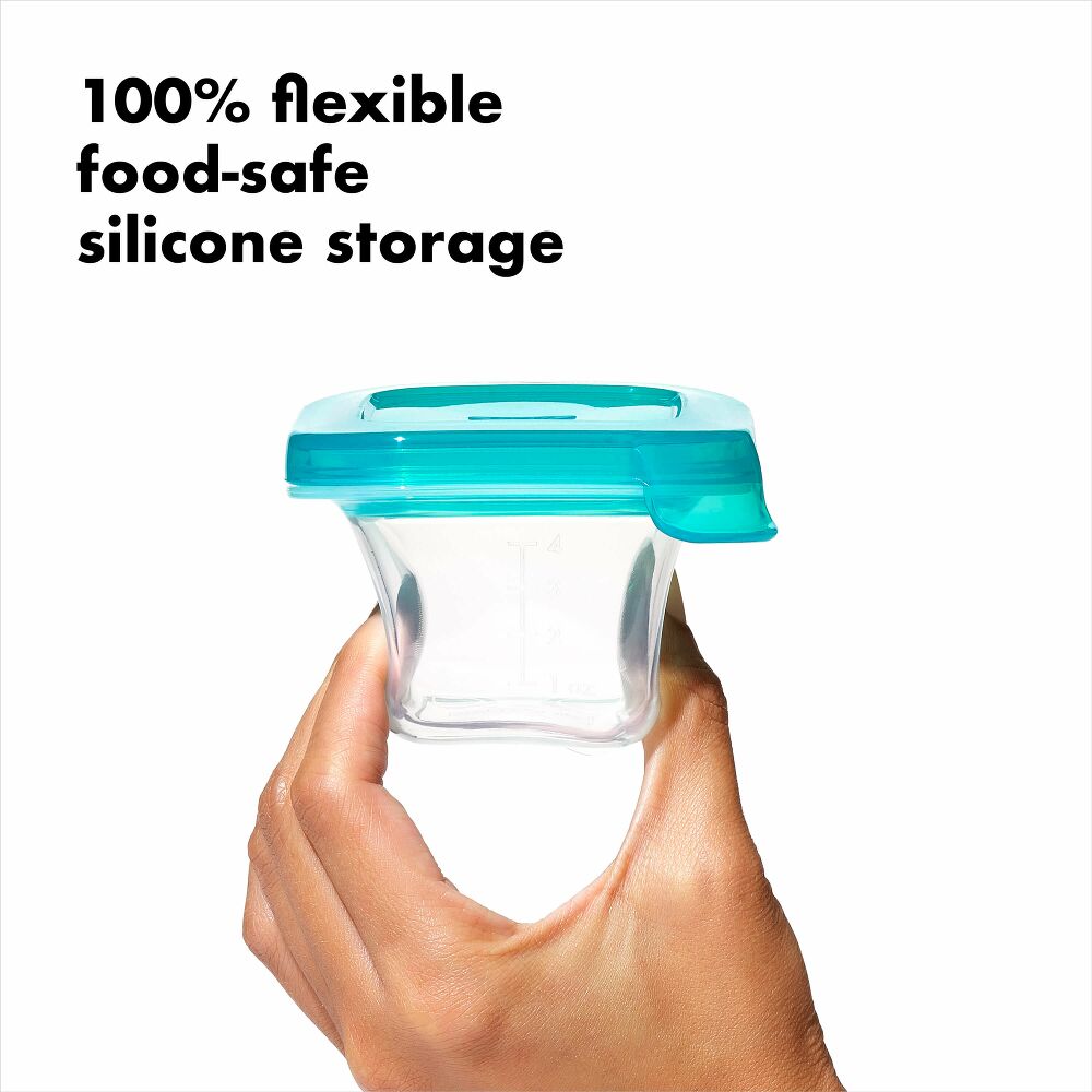 4 oz Baby Blocks™ Silicone Freezer Storage Containers - Tot Teal T4
