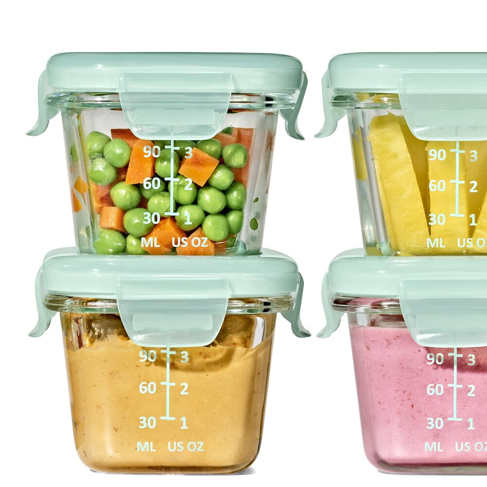 Glass Baby Blocks Food Storage Containers (4 oz) - Opal N1