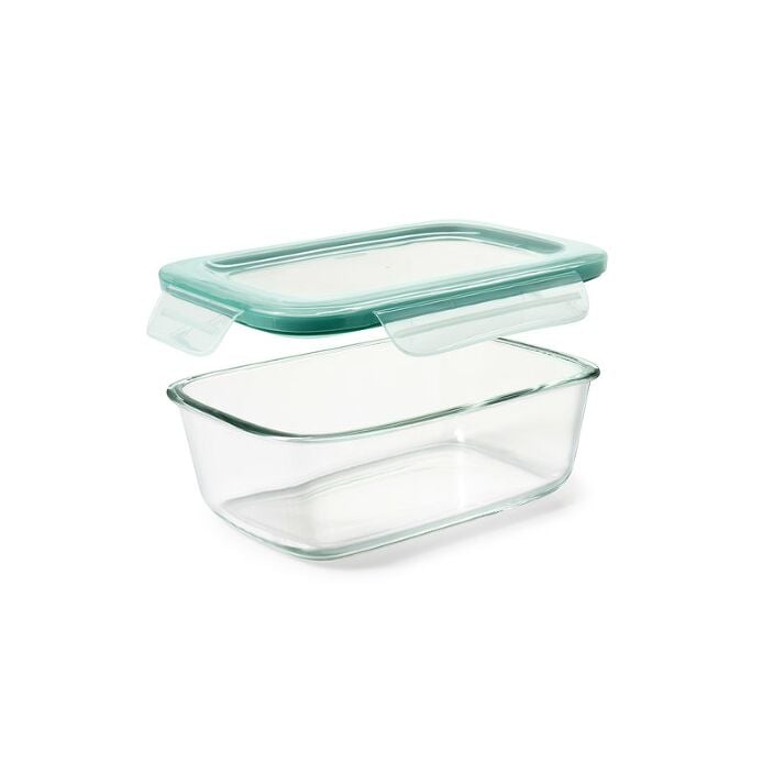 Smart Seal 8 Cup Glass Rectangle Container - Teal Z1