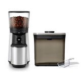 Conical Burr Coffee Grinder & Steel Coffee POP Container (1.7 Qt) with Scoop Bundle Y4