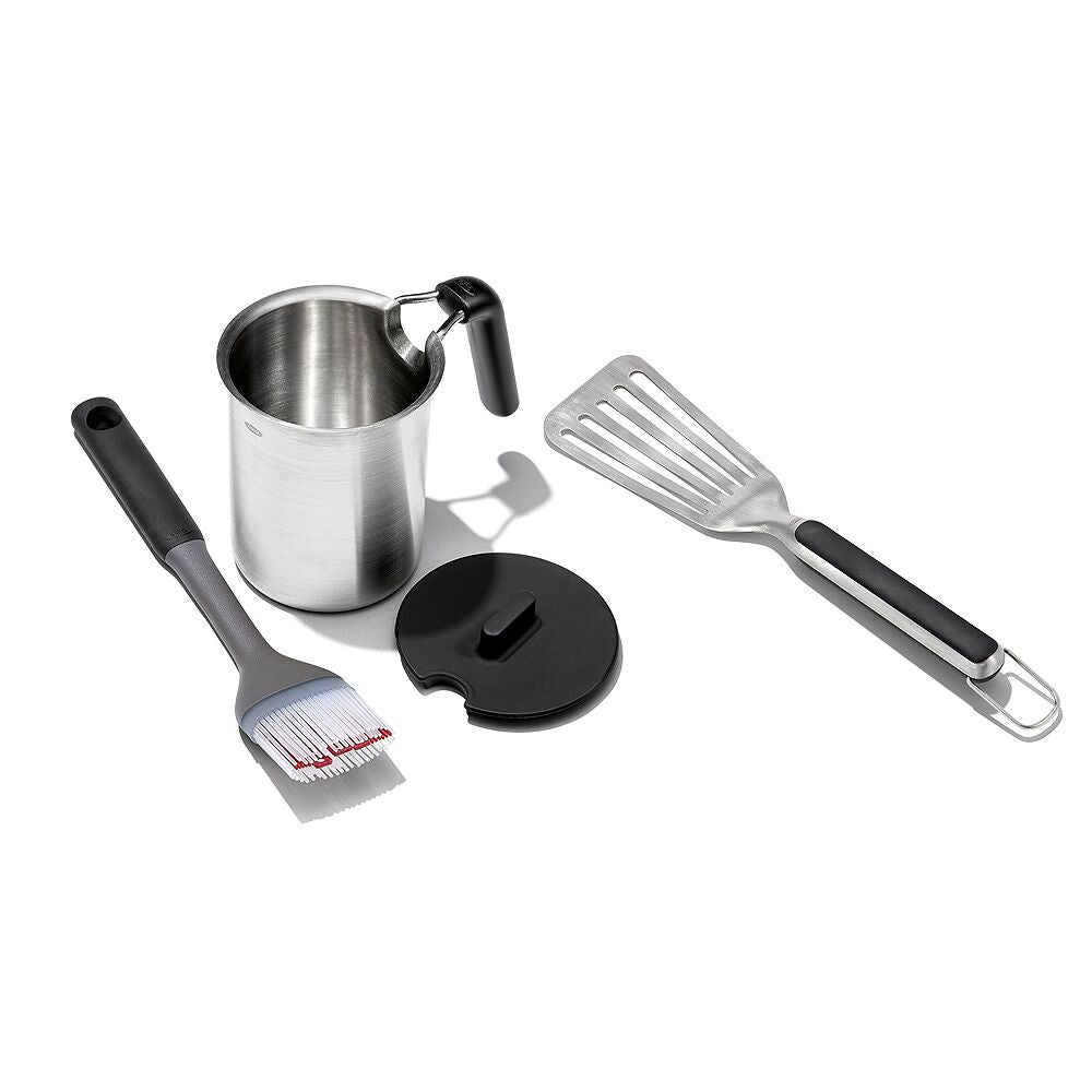 Grilling Basting Pot and Brush Set & Grilling Precision Turner Bundle E1
