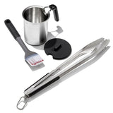 Grilling Basting Pot and Brush Set & Grilling Tongs with Built-In Bottle Opener Bundle S5