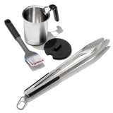 Grilling Basting Pot and Brush Set & Grilling Tongs with Built-In Bottle Opener Bundle S5