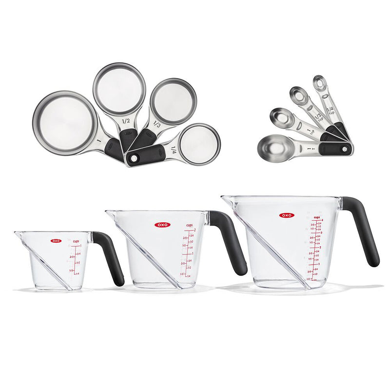 3 Piece Angled Measuring Cup Set & Stainless Steel Measuring Cups and Spoons Set Bundle R1