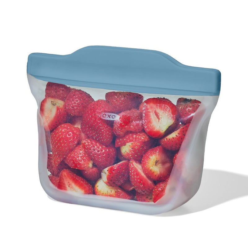 Silicone Reusable Bag  Stand-Up Snack (12 oz) - Ocean Blue J6