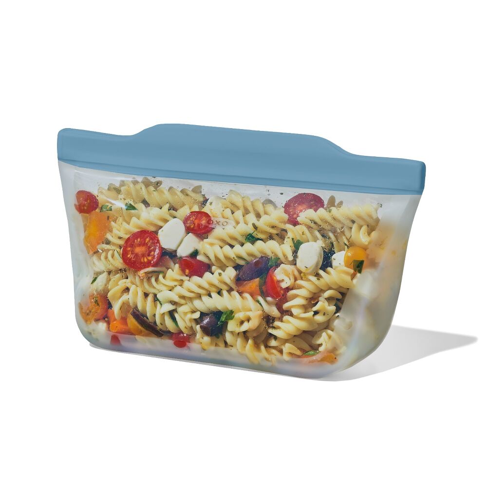 Silicone Reusable Bag  Stand-Up Quart (32 oz) - Ocean Blue D5