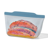 Silicone Reusable Bag  Stand-Up Half Gallon (64 oz) - Ocean Blue T7