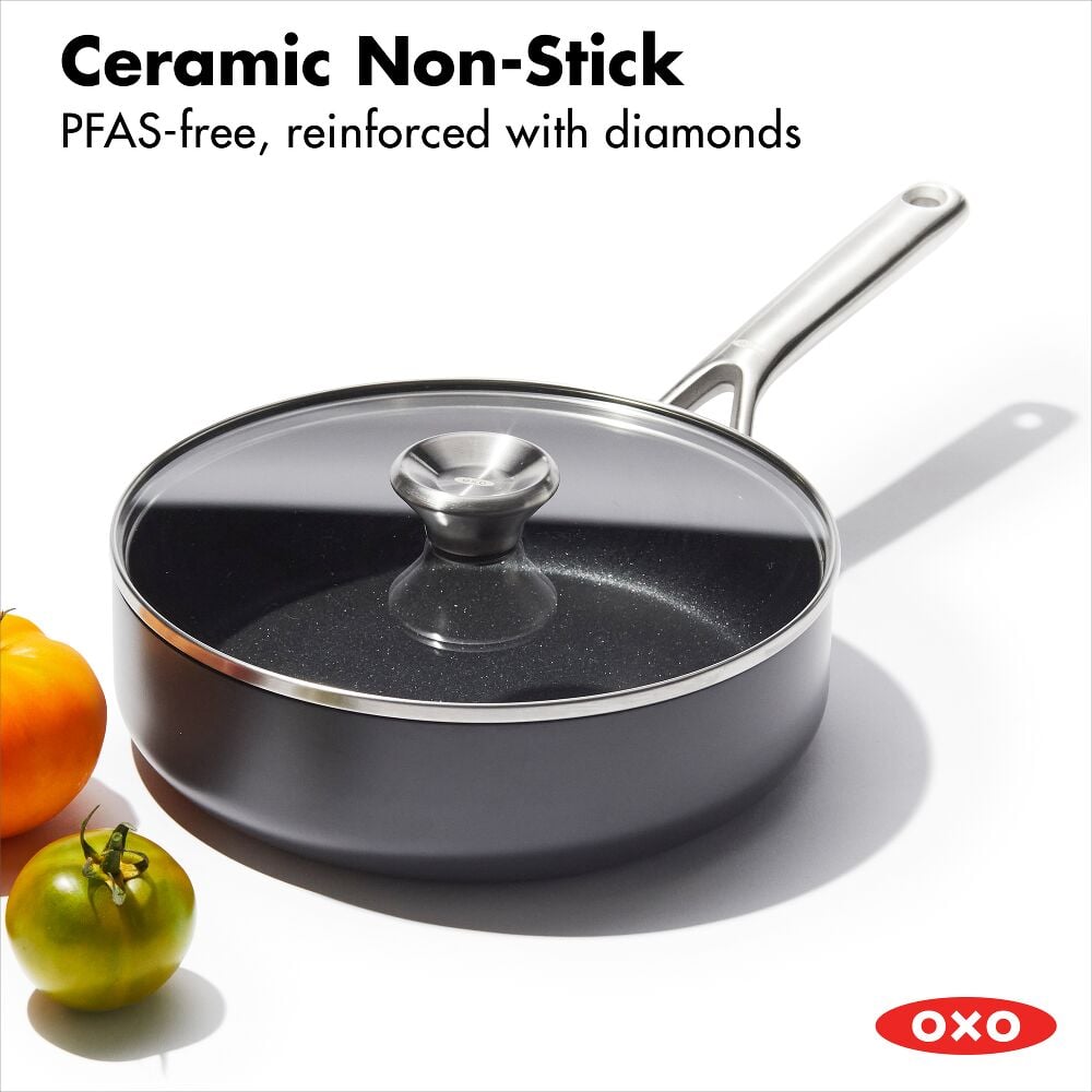 Ceramic Professional Non-Stick 3-Quart Sauté Pan with Lid S5