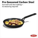 Carbon Steel Obsidian Series 10-Inch Frypan with Silicone Sleeve J8