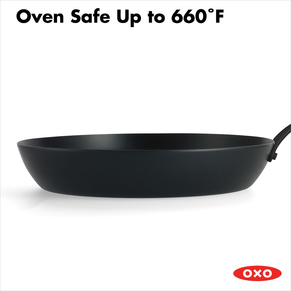 OXO Carbon Steel Obsidian Series 12-Inch Frypan with Silicone Sleeve H8