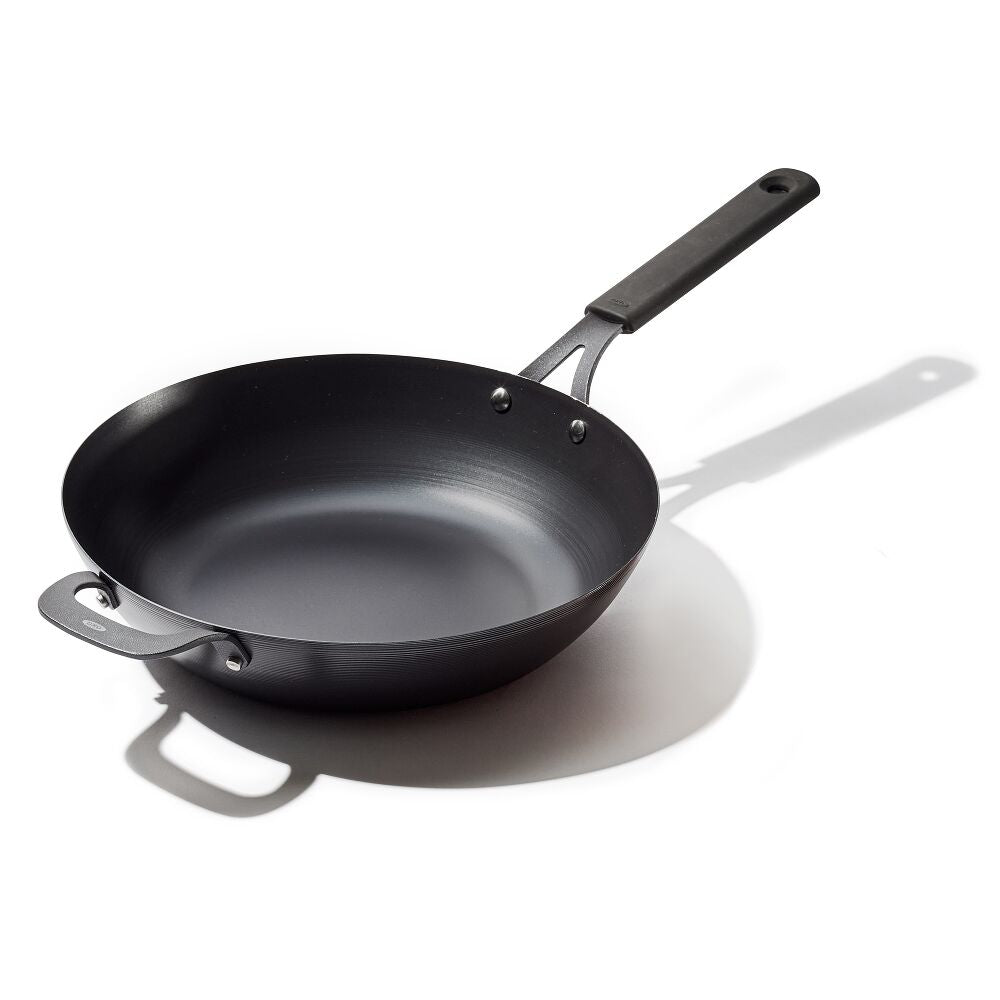 Carbon Steel Obsidian Series 12-Inch Wok with Silicone Sleeve L8
