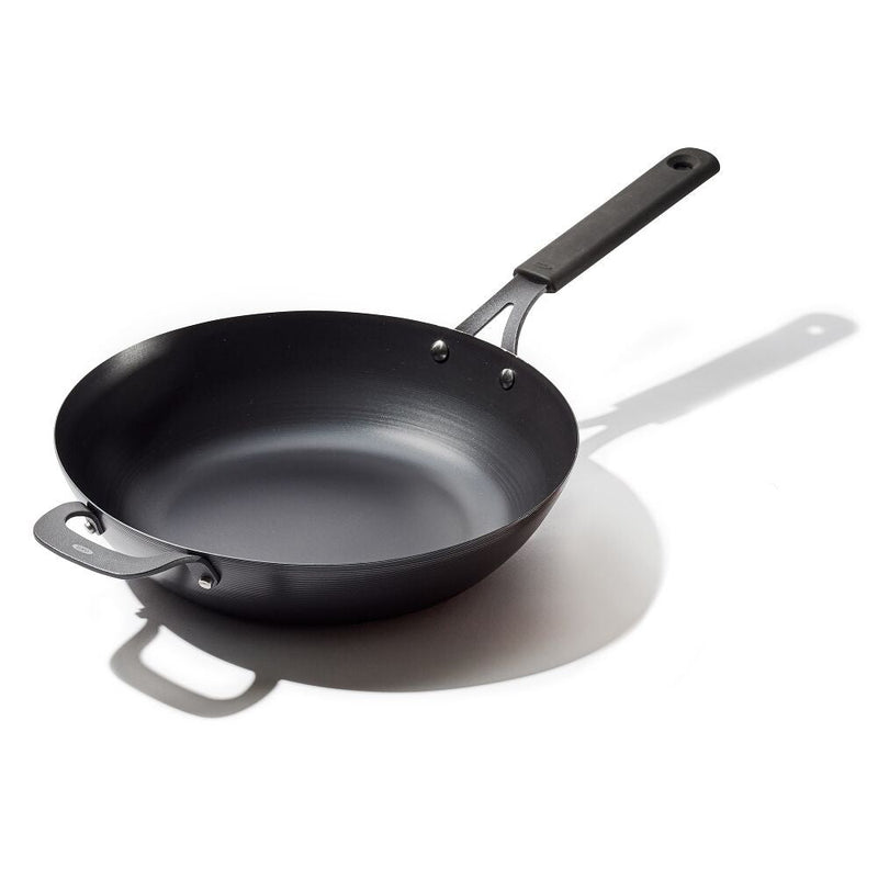 Carbon Steel Obsidian Series 12-Inch Wok with Silicone Sleeve L8