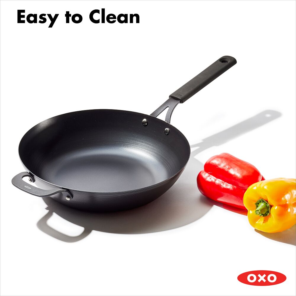 Carbon Steel Obsidian Series 12-Inch Wok with Silicone Sleeve L8