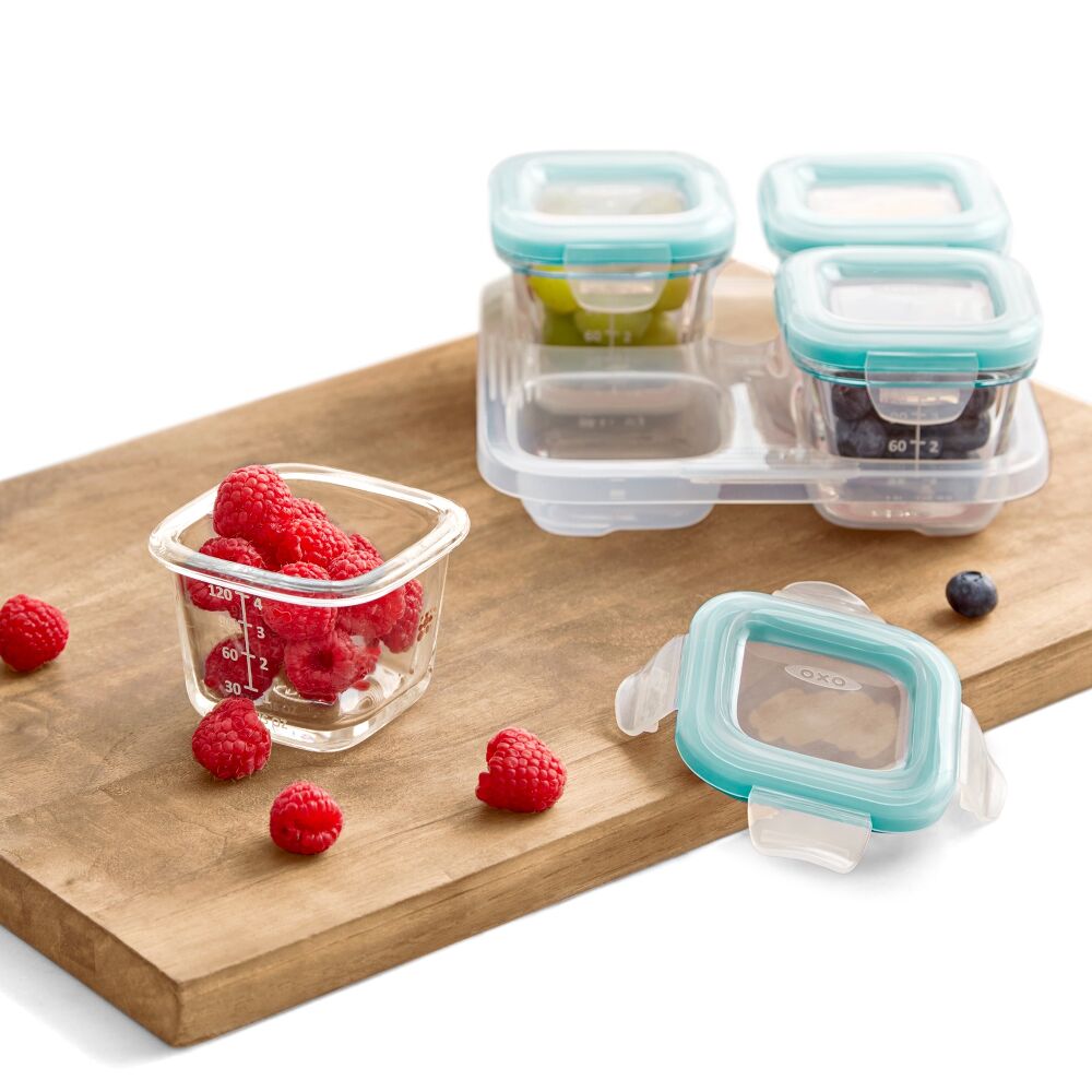 Baby Blocks Glass Food Storage Containers 4 Oz - Tot Teal S2