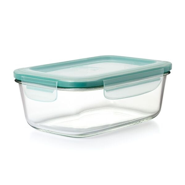 Smart Seal 8 Cup Glass Rectangle Container - Teal Z1