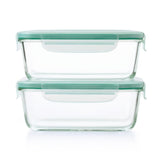 Smart Seal 8 Cup Glass Rectangle Container - Teal Z1