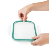 Smart Seal 8 Cup Glass Rectangle Container - Teal Z1