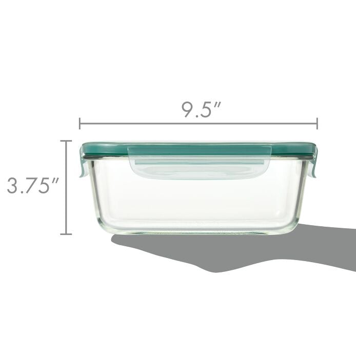 Smart Seal 8 Cup Glass Rectangle Container - Teal Z1