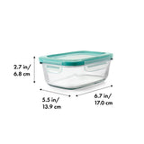 Smart Seal 3.5 Cup Glass Rectangle Container - Teal A7