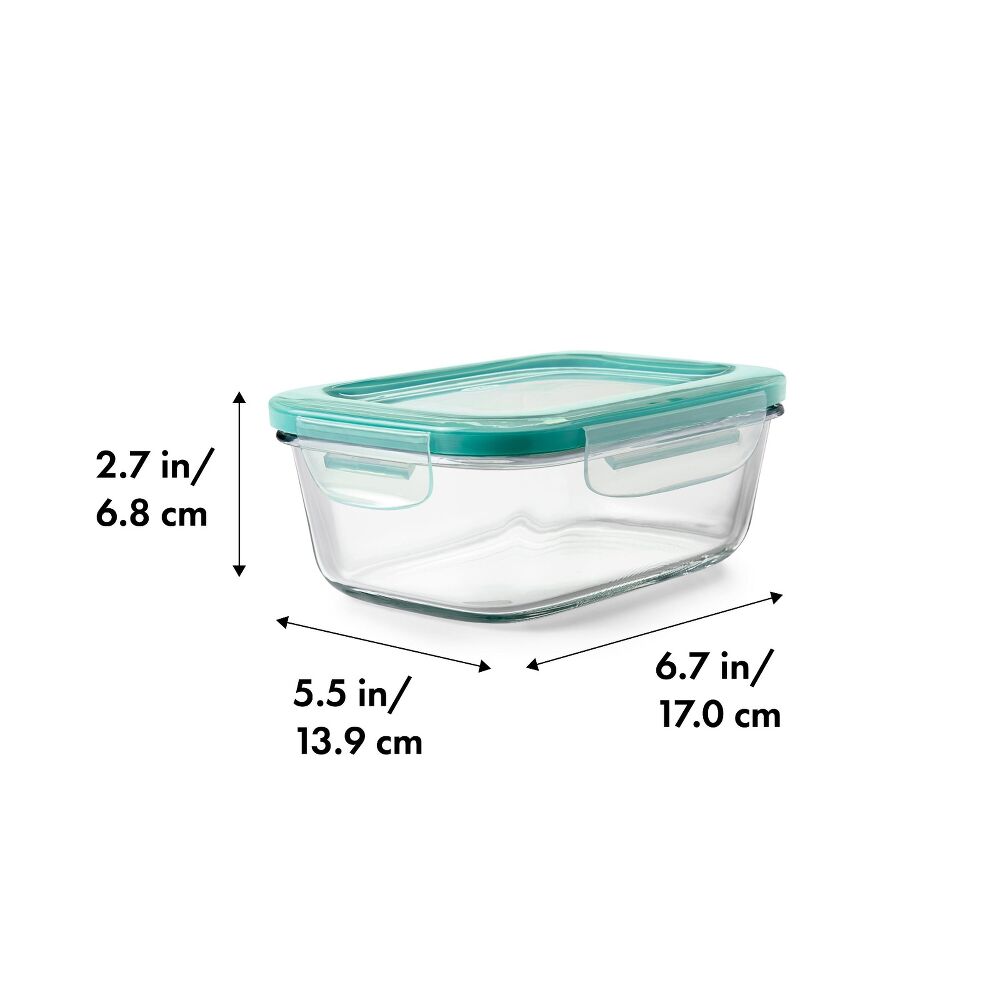 Smart Seal 3.5 Cup Glass Rectangle Container - Teal A7