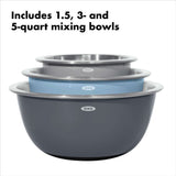 3-Piece Stainless Steel Mixing Bowl Set - Blue/Gray E1