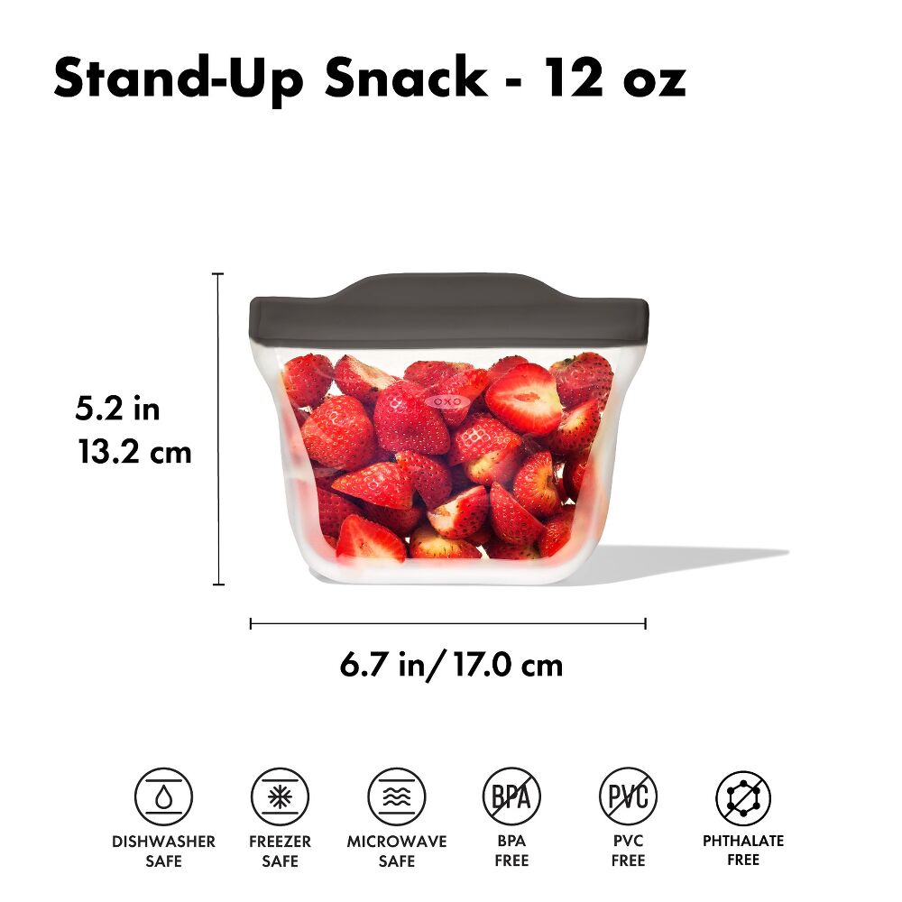 Outdoor Silicone Reusable Stand Up Snack Bag (12 oz) R3
