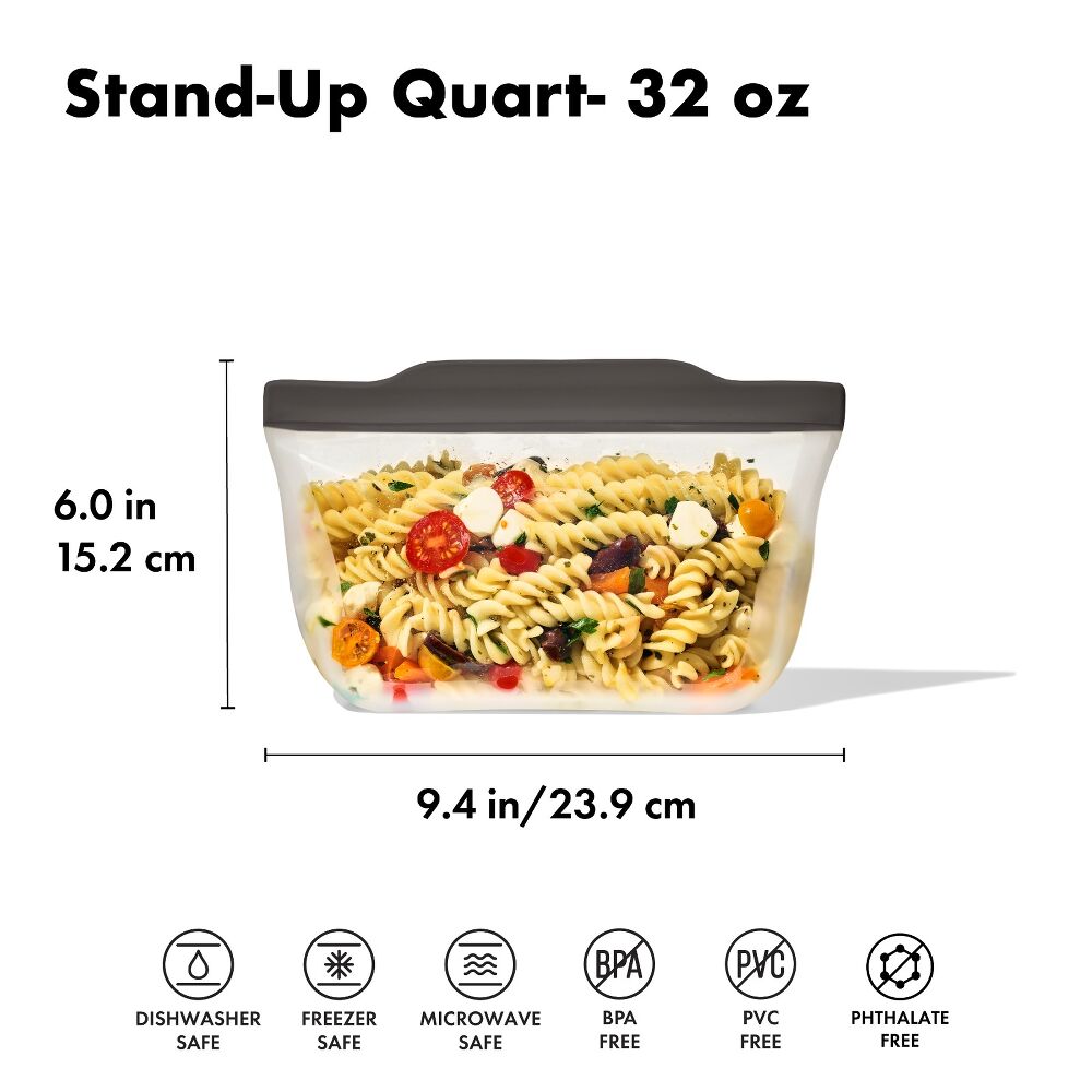 Outdoor Silicone Reusable Stand Up Bag Quart (32 oz) B1