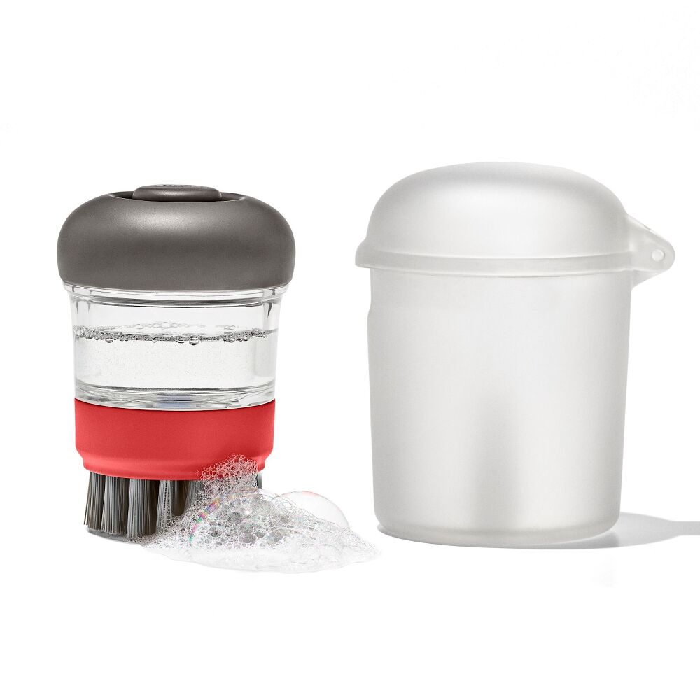 Outdoor Soap Dispensing Dish Brush with Storage Case O1