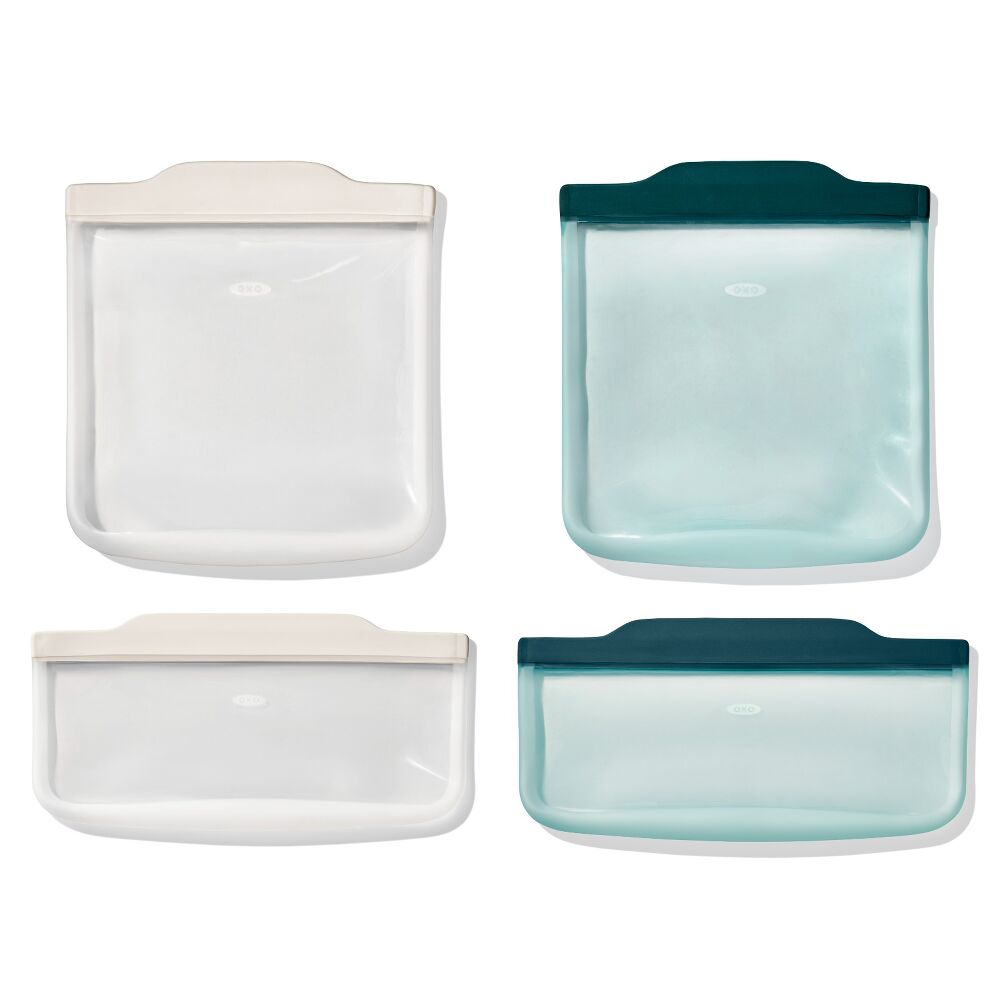 Silicone Reusable Bag -  4 Piece Lunch Set - Oat/Lagoon O0
