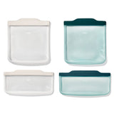 Silicone Reusable Bag -  4 Piece Lunch Set - Oat/Lagoon F5