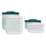 Silicone Reusable Bag -  4 Piece Lunch Set - Oat/Lagoon O0